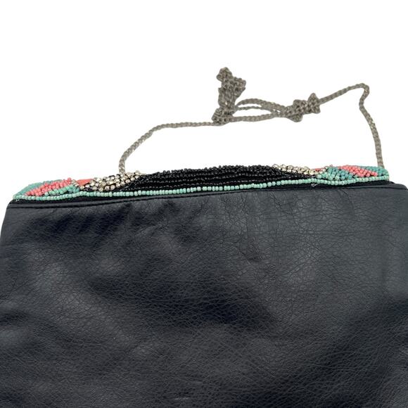 Atmosphere Beaded Boho Clutch Coral Turquoise Festival Bag Geometric Zip Sequins - Picture 3 of 10